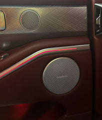 Custom aluminum speaker grille for automotive door panel