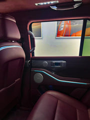 Custom aluminum speaker grille for automotive door panel
