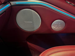 Custom aluminum speaker grille for automotive door panel