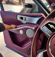 Custom aluminum speaker grille for automotive door panel