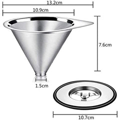 Pour Over Coffee Dripper Stainless Steel Slow Drip Coffee Filter Metal Cone Paperless Reusable